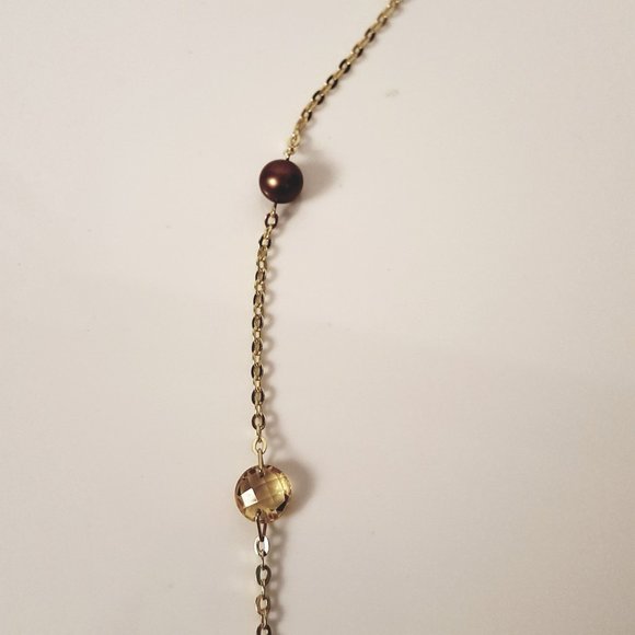 JCM 14K Dyed Pearl & Citrine Station Necklace - Picture 5 of 10